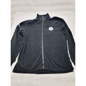 NFL Mens XL Pittsburgh Steelers Black Fleece Jacket With Logo Full Zip Front
